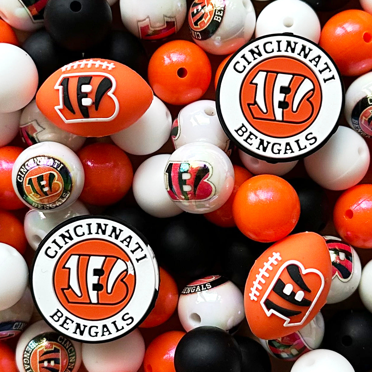 48Pcs Assorted Football Team Beads,Mixed Loose Beads