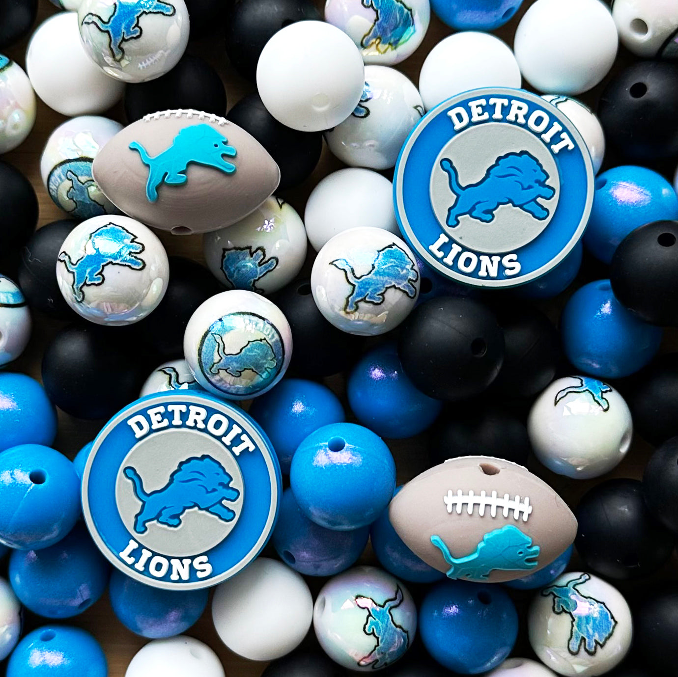 48Pcs Assorted Football Team Beads,Mixed Loose Beads