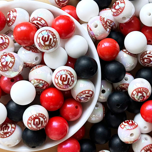 40Pcs College Football Team Assorted Beads,Loose Bead