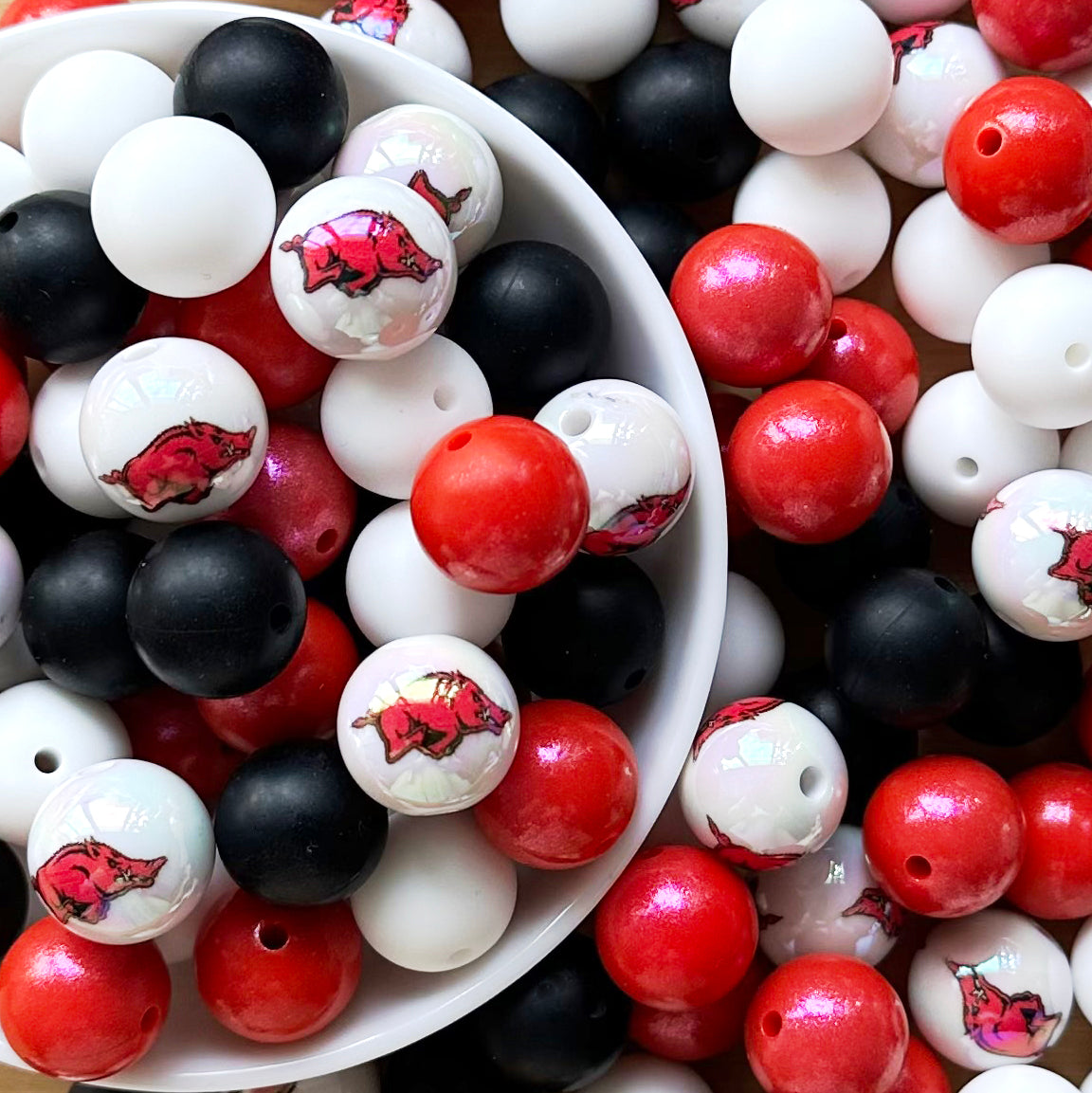 40Pcs College Football Team Assorted Beads,Round Bead Mix