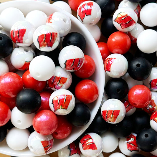 40Pcs College Football Team Assorted Beads,Round Loose Bead