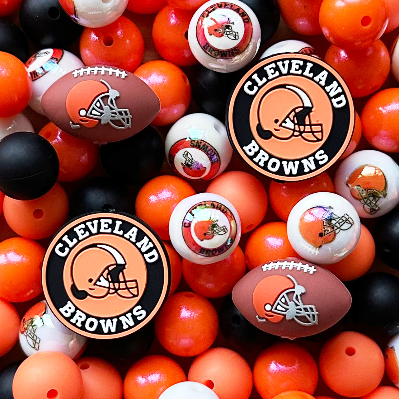 48Pcs Assorted Football Team Beads,Mixed Loose Beads