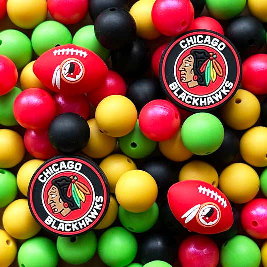 48Pcs Assorted Football Team Beads,Mixed Loose Beads