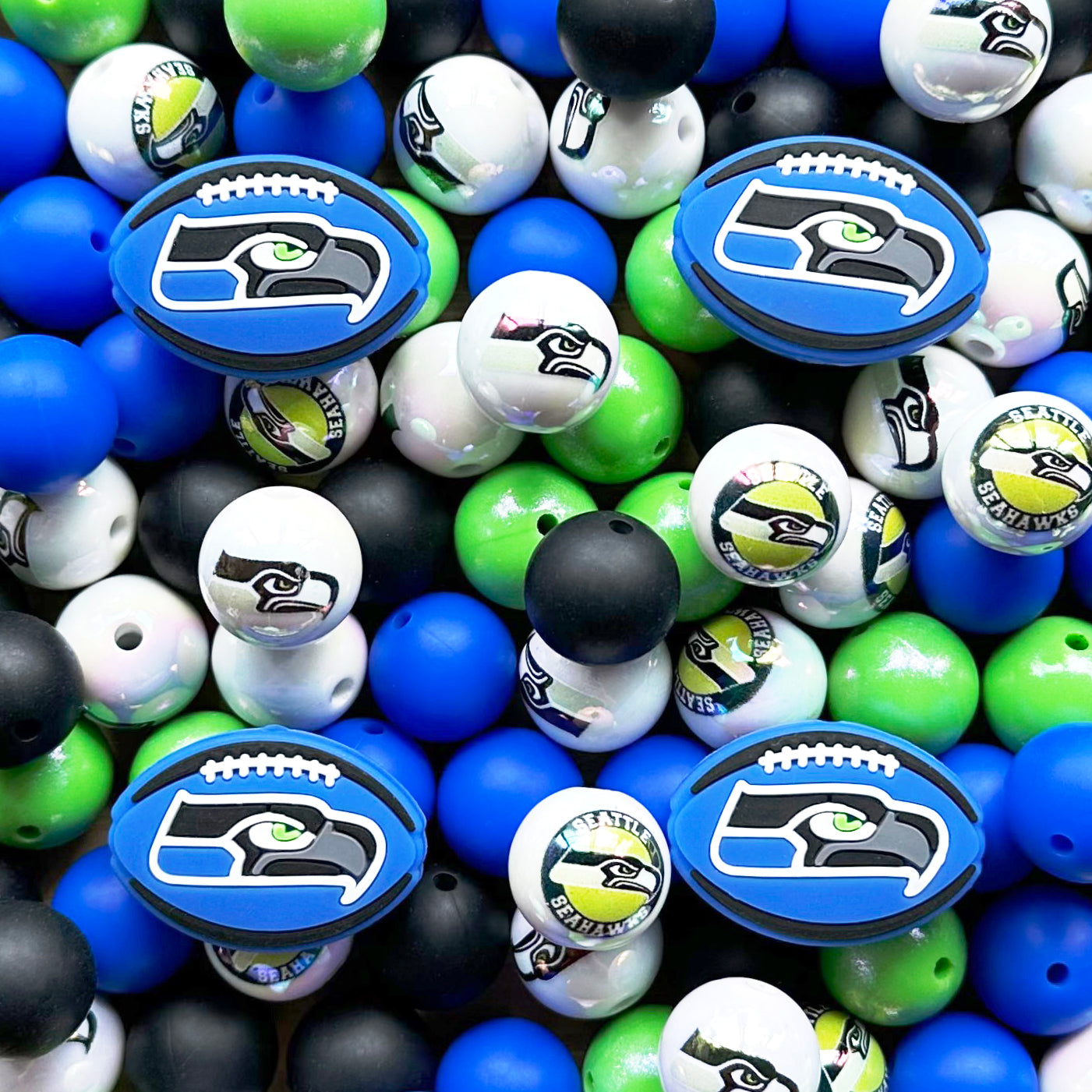 48Pcs Football Team Beads,DIY Beaded Keychain,Assorted Bead