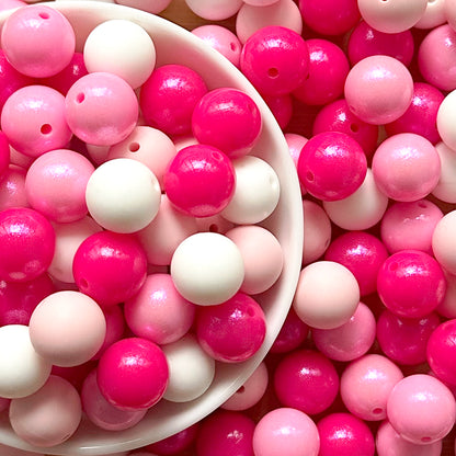 15mm Valentines Day Assorted Round Silicone Beads Mix