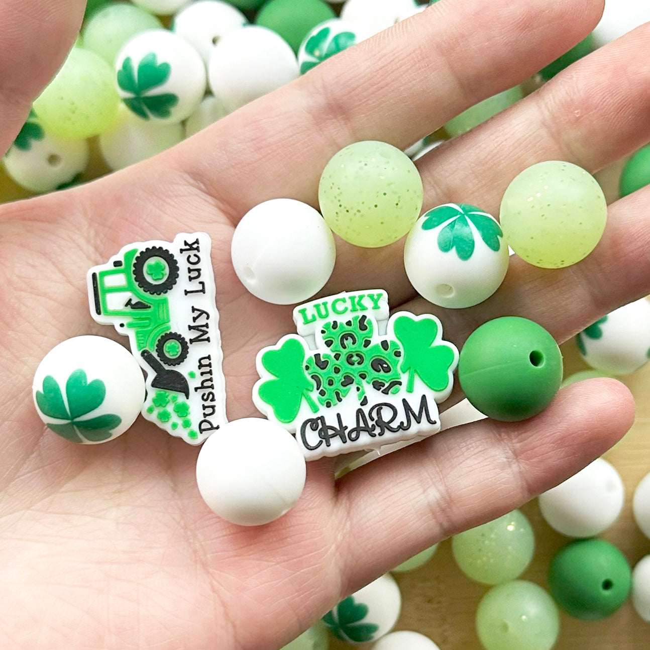 St. Patricks Day Beads,DIY Keychain,Silicone Beads Assorted