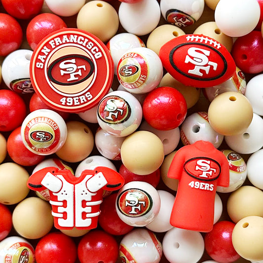 48Pcs Assorted Football Team Beads,Mixed Loose Beads