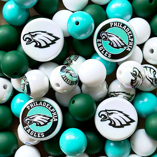 48Pcs Assorted Football Team Beads,Mixed Loose Beads