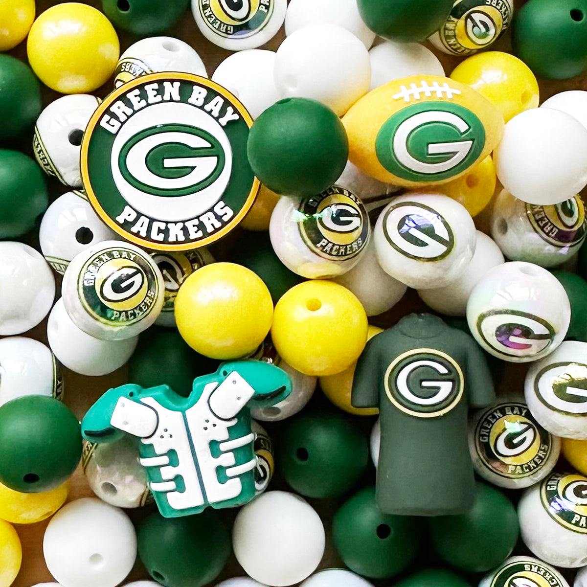 48Pcs Assorted Football Team Beads,Mixed Loose Beads
