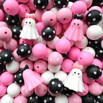 24/48Pcs Assorted Ghost Silicone Beads Mixed Lot