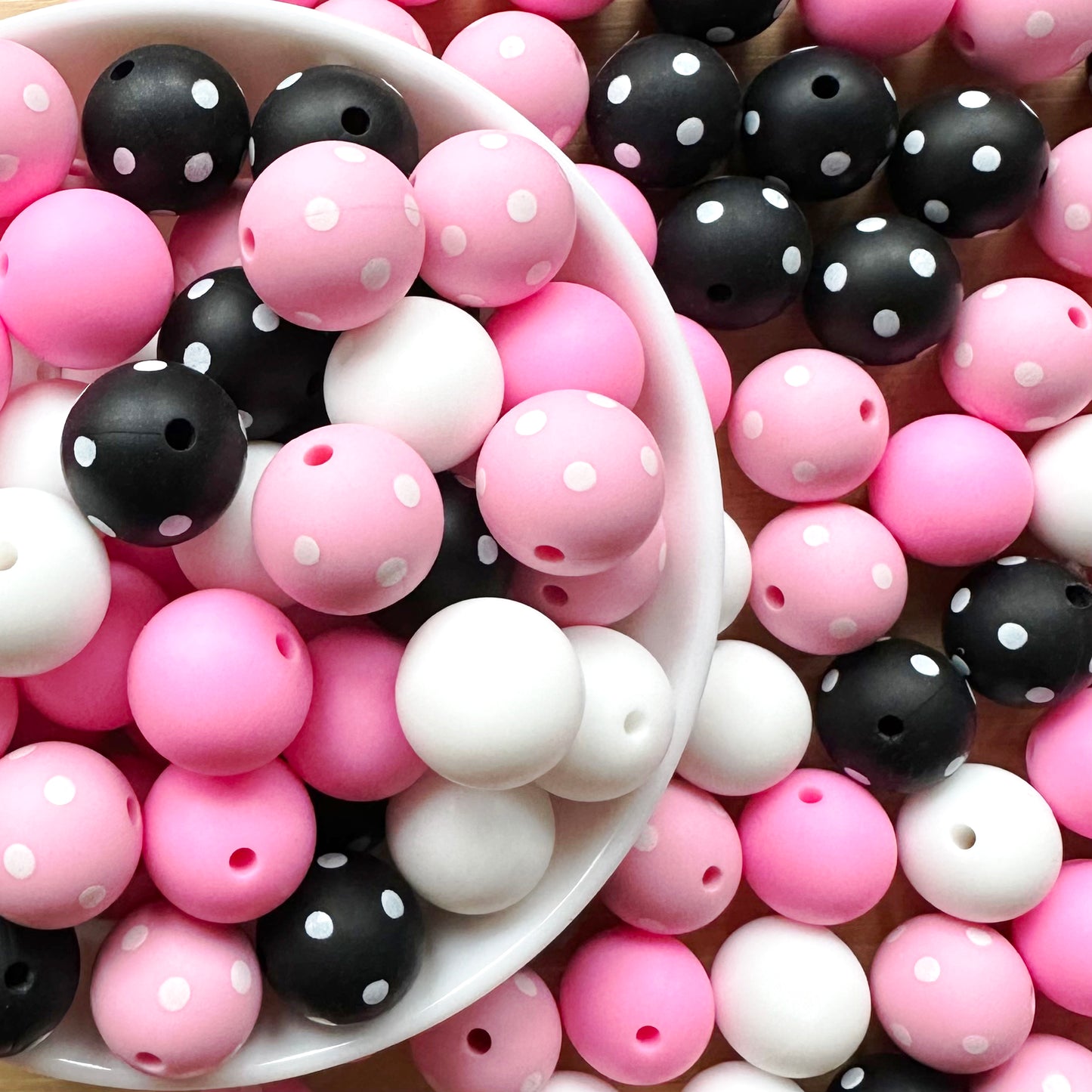 15mm Assorted Polka Dot Silicone Beads Mix