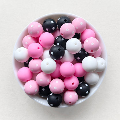 15mm Assorted Polka Dot Silicone Beads Mix