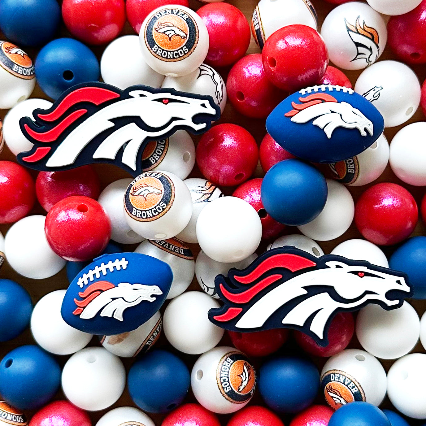 48Pcs Assorted Football Team Beads,Mixed Loose Beads