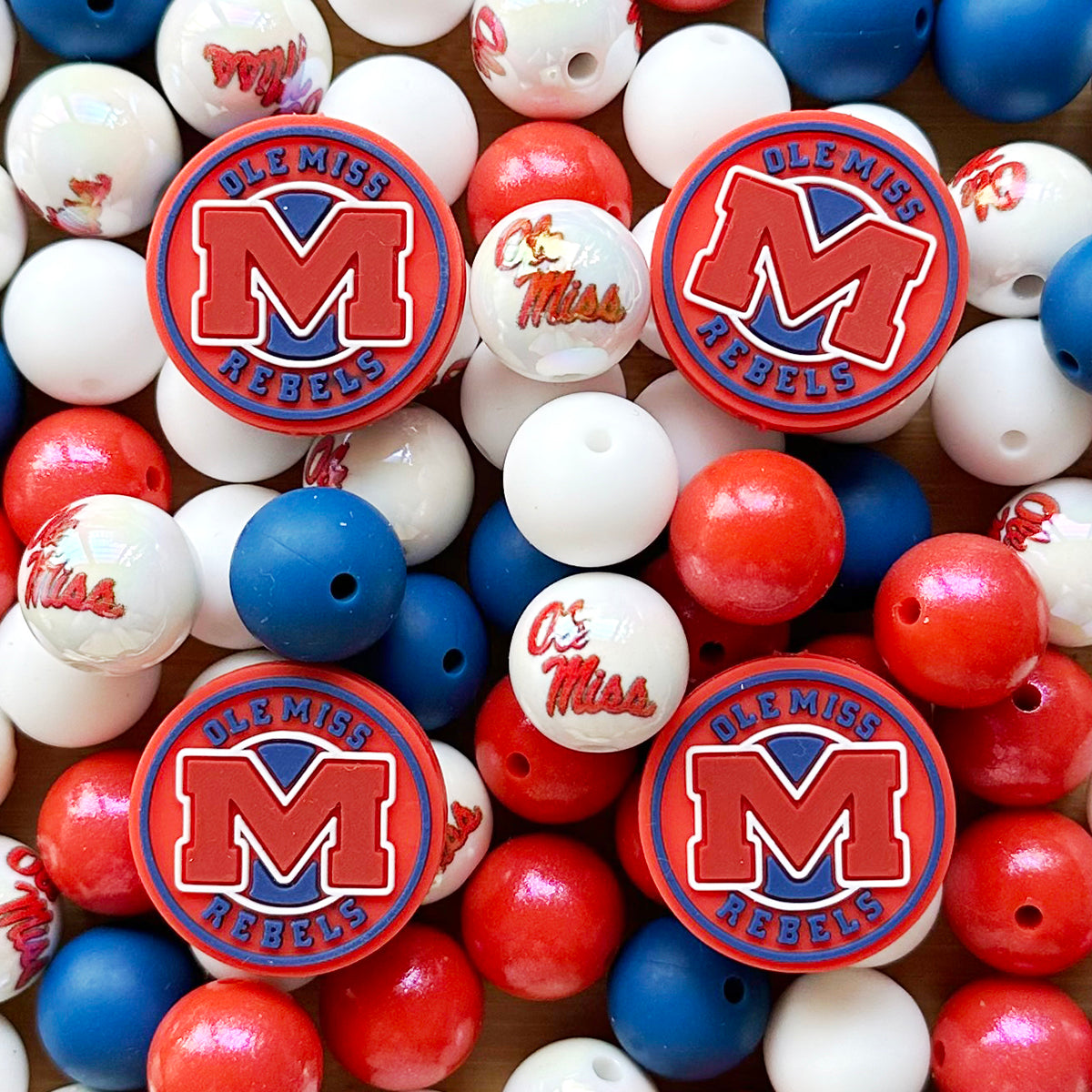 48Pcs Assorted Football Team Round Beads,Loose Craft Beads