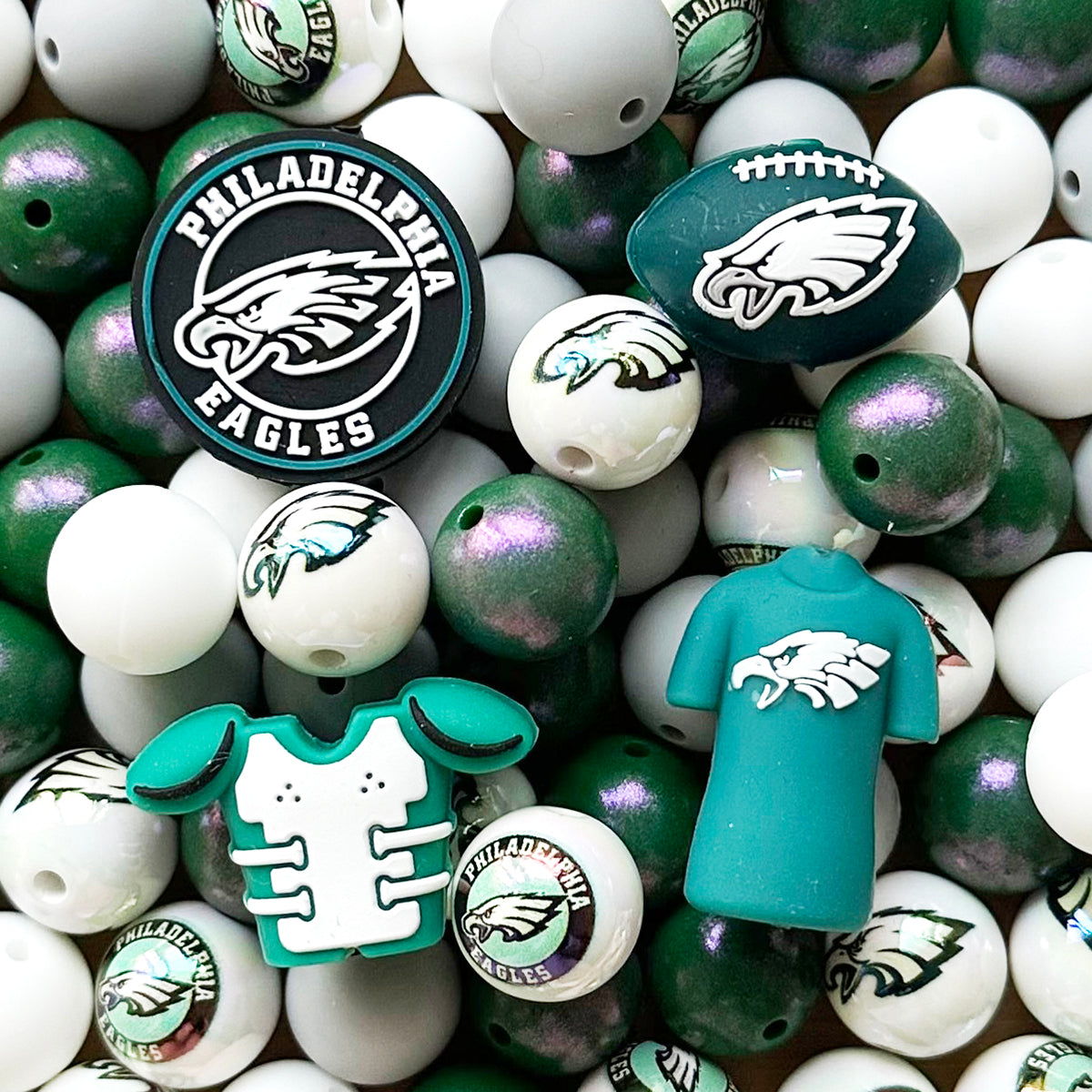 48Pcs Assorted Football Team Beads,Mixed Loose Beads