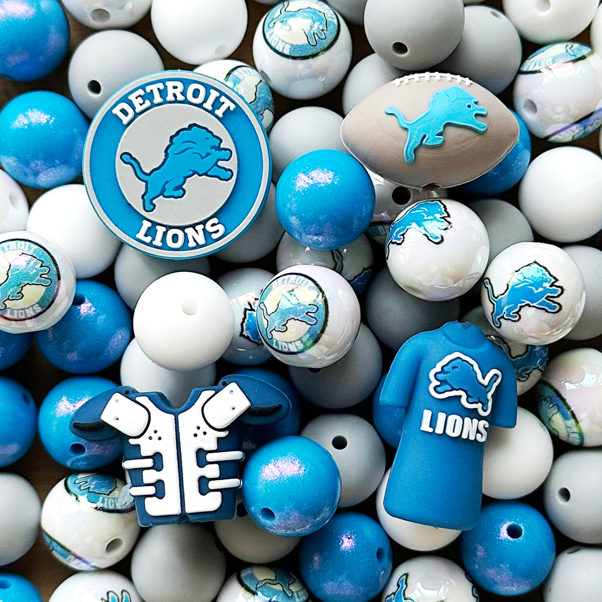 48Pcs Assorted Football Team Beads,Mixed Loose Beads