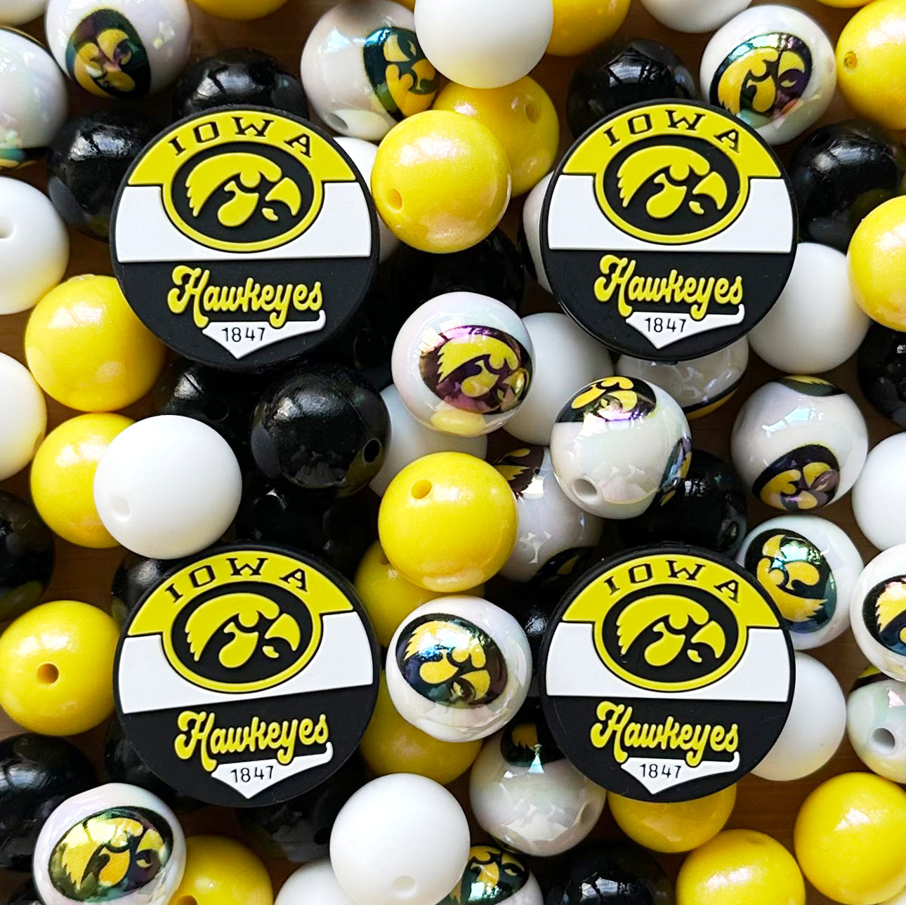 48Pcs Assorted Football Team Beads,Mixed Loose Beads