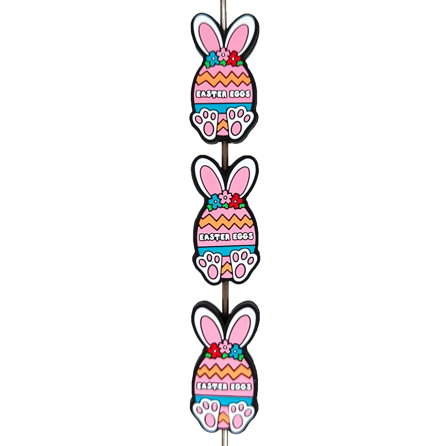 Easter Rabbit Eggs Silicone Focal Beads