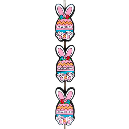 Easter Rabbit Eggs Silicone Focal Beads