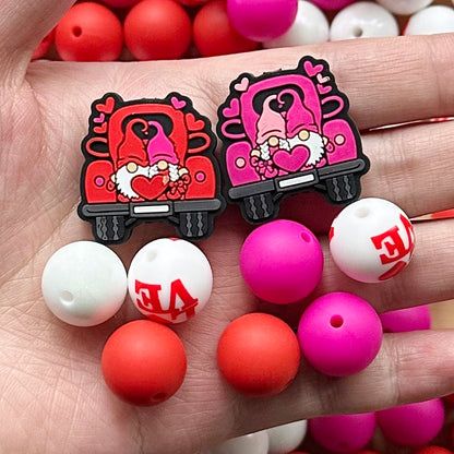 Assorted Valentines Day 24Pcs Beads,Silicone Beads for Pen