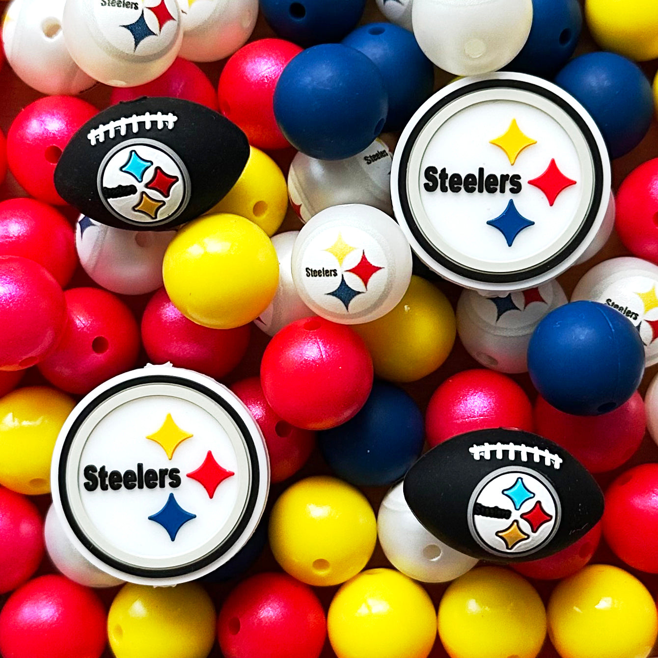 48Pcs Assorted Football Team Beads,Mixed Loose Beads