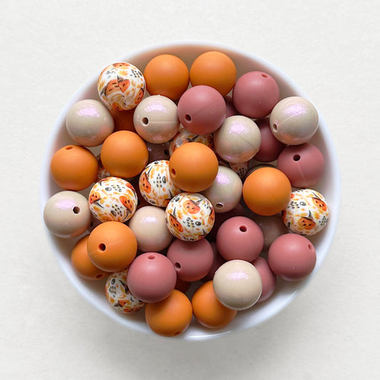 15mm Assorted Fall Pumpkin Silicone Beads Mix