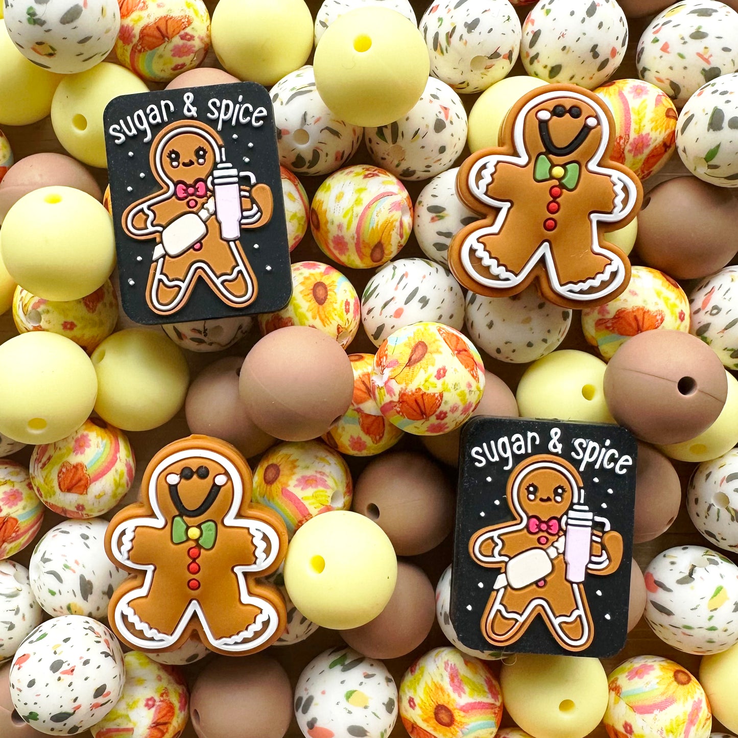 Gingerbread Man Silicone Beads Mixed Pack