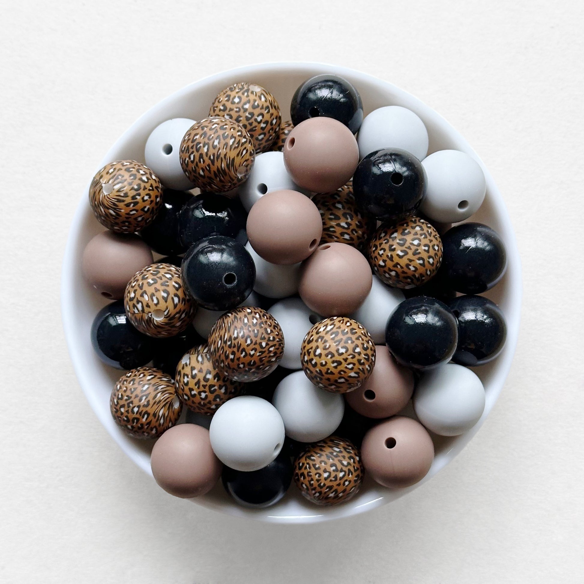 15mm Assorted Leopard Silicone Beads Mix