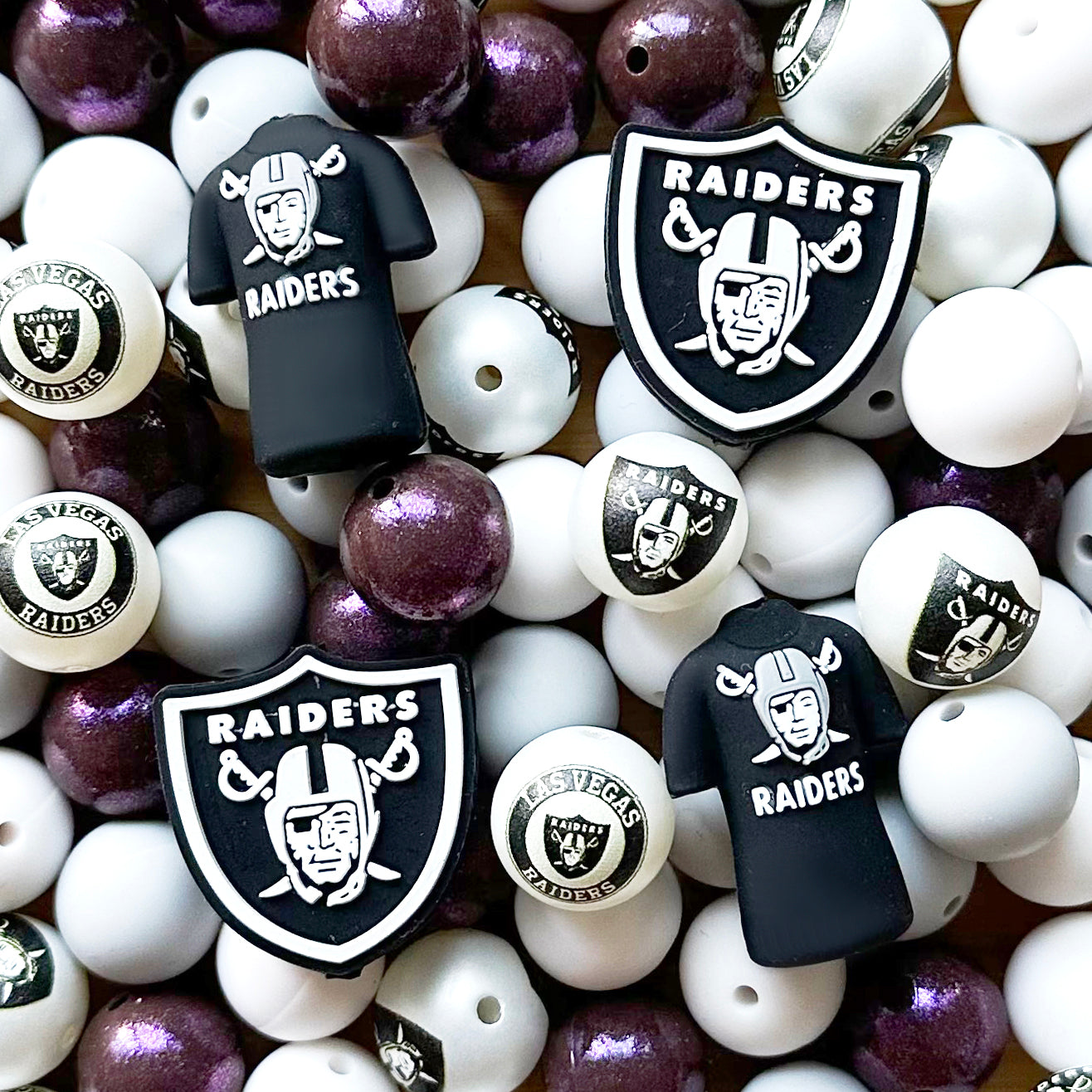 48Pcs Assorted Football Team Beads,Mixed Loose Beads