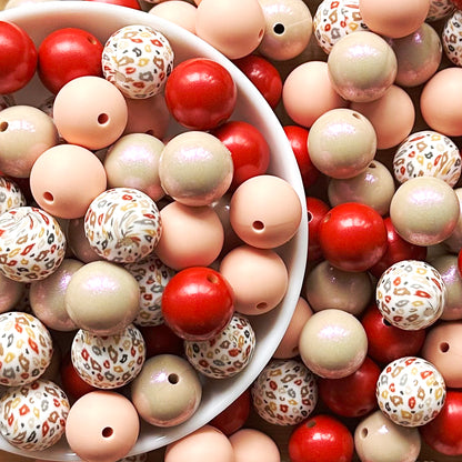 15mm Assorted Leopard Silicone Beads Mix