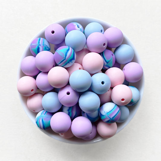 15mm Assorted Pastel Color Silicone Beads Mix