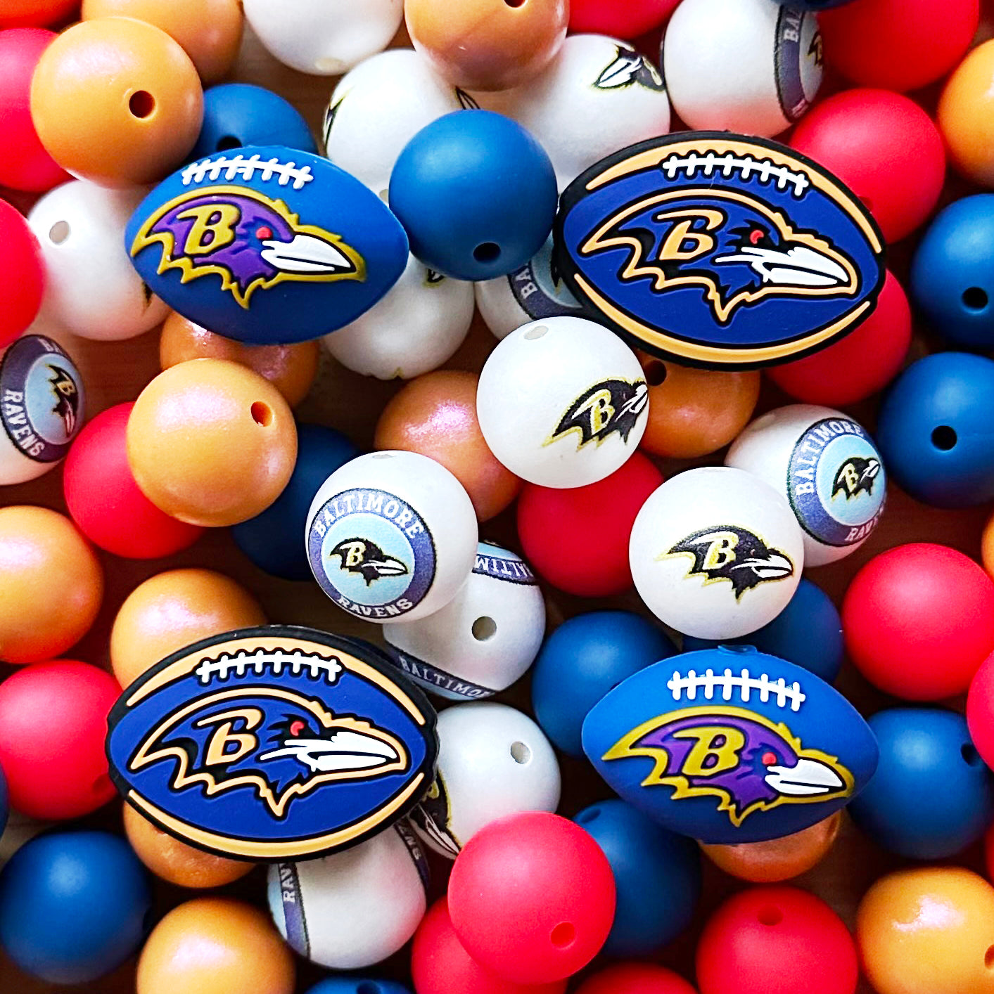 48Pcs Assorted Football Team Beads,Mixed Loose Beads