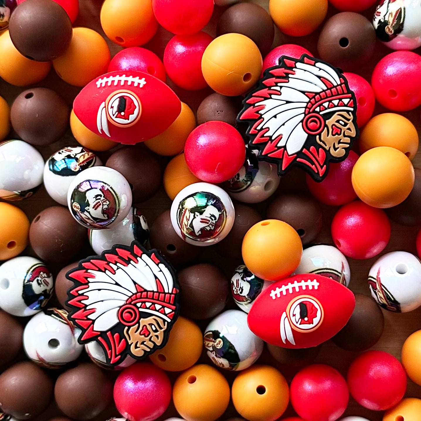 48Pcs Assorted Football Team Beads,Mixed Loose Beads