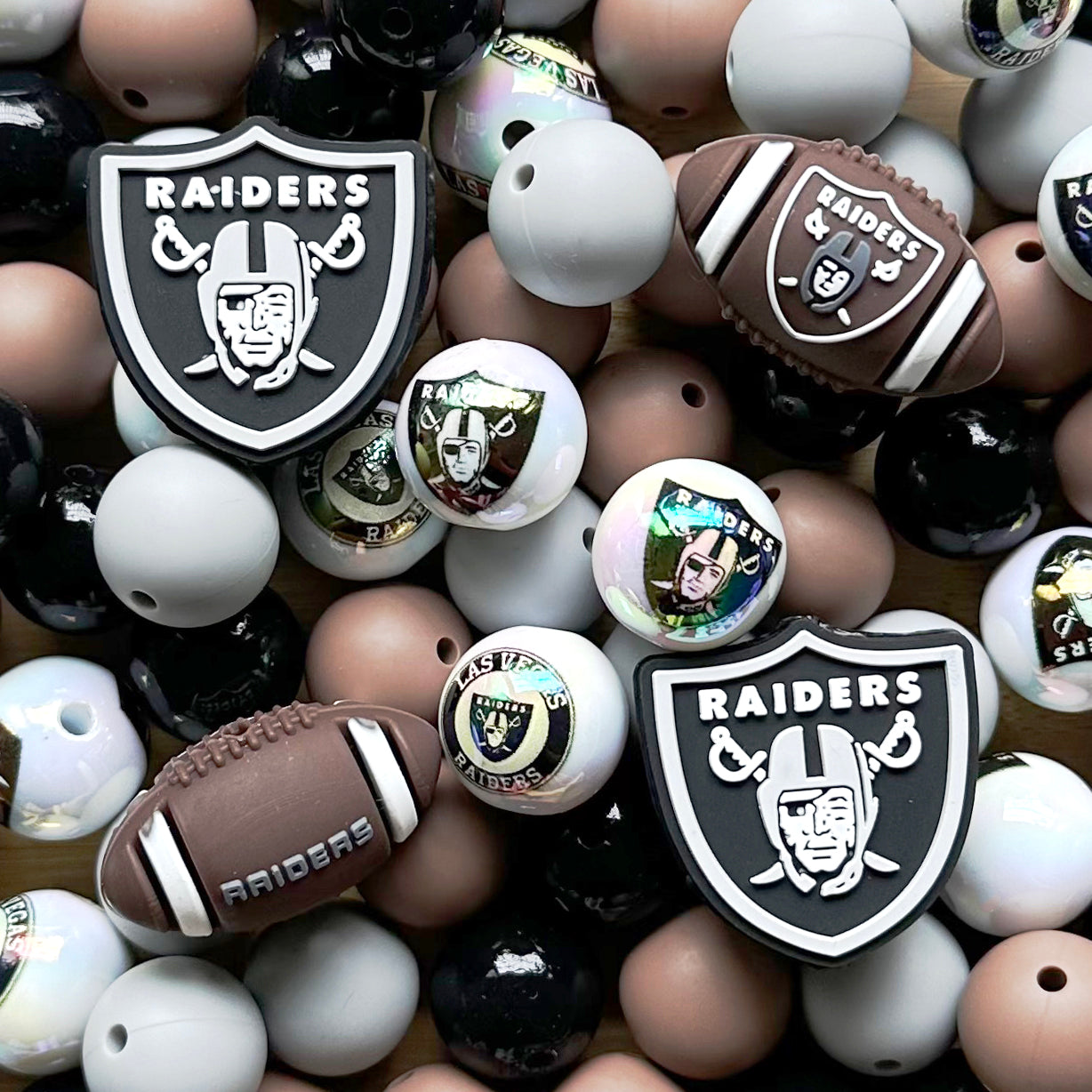 48Pcs Assorted Beads,Football Team Mixed Beads,Mix Pack