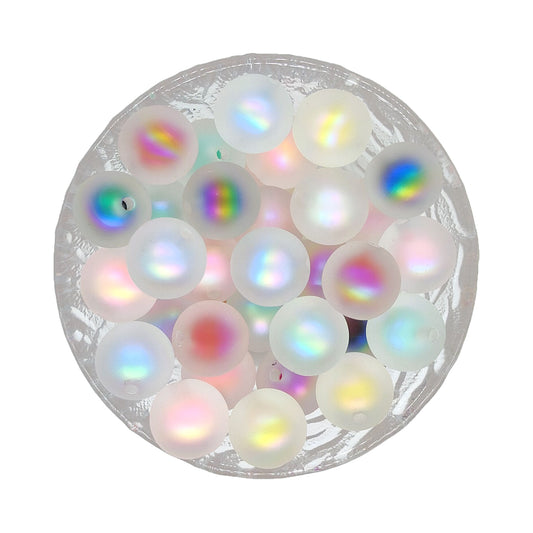16mm Frosted Transparent Rainbow Gumball Acrylic Beads