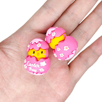 3D Easter Chicken Egg Silicone Focal Beads