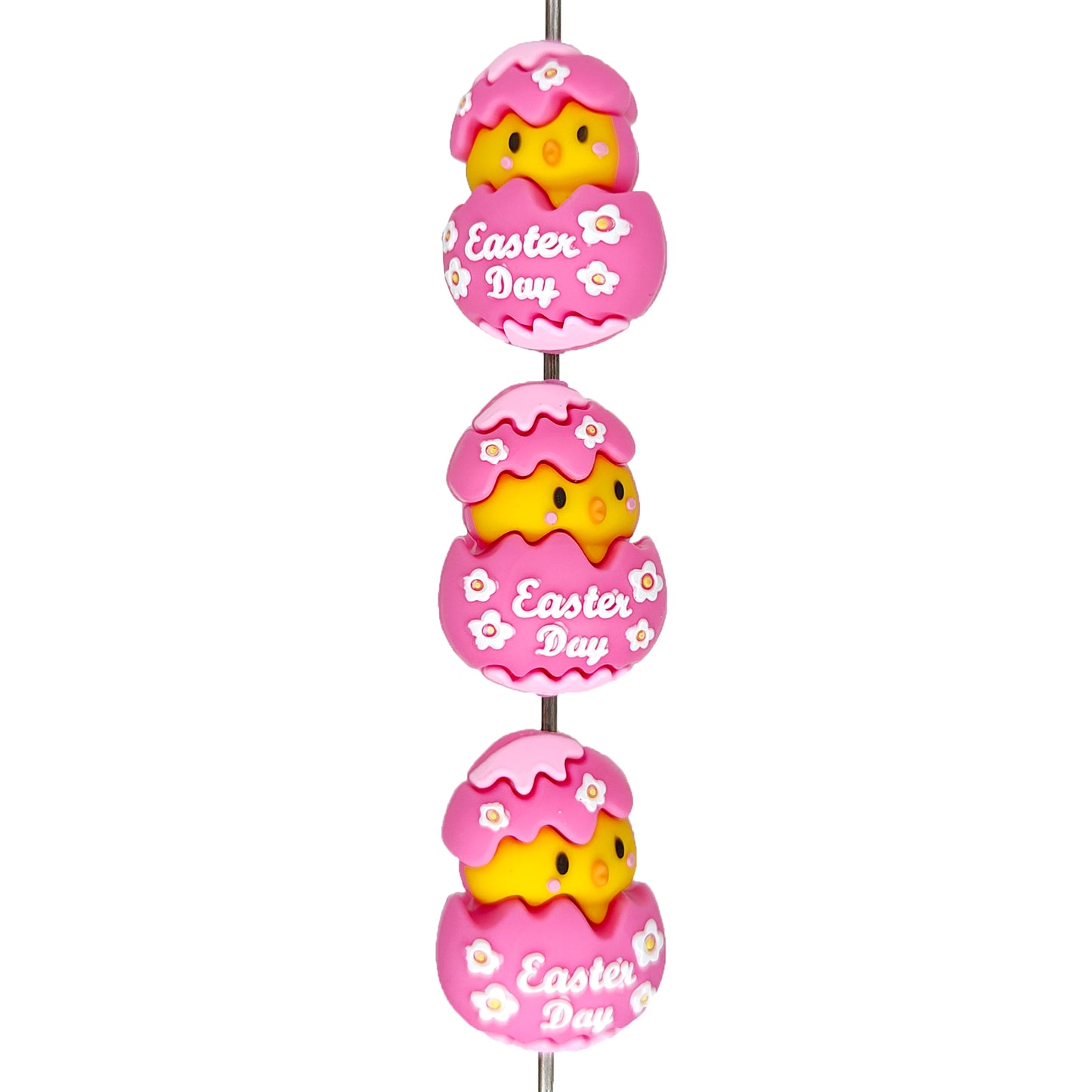 3D Easter Chicken Egg Silicone Focal Beads