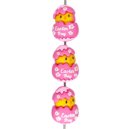 3D Easter Chicken Egg Silicone Focal Beads