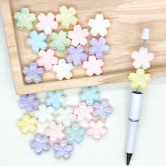 UV Coated Flower Acrylic Loose Bead