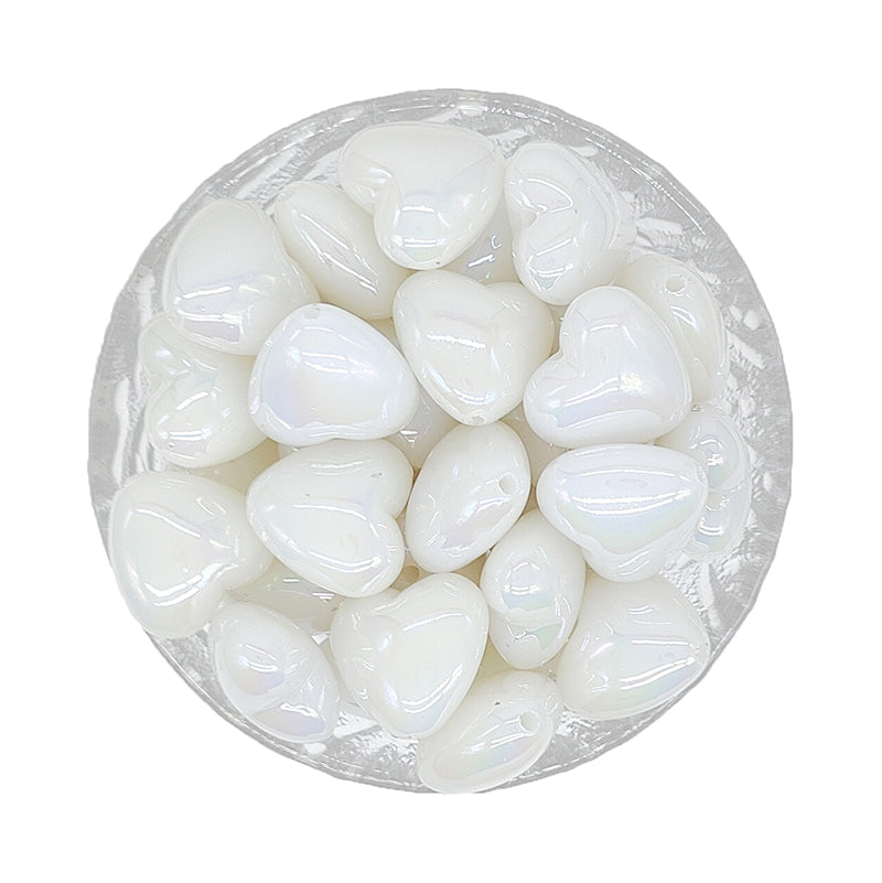 Opal Heart UV Acrylic Bubblegum Beads