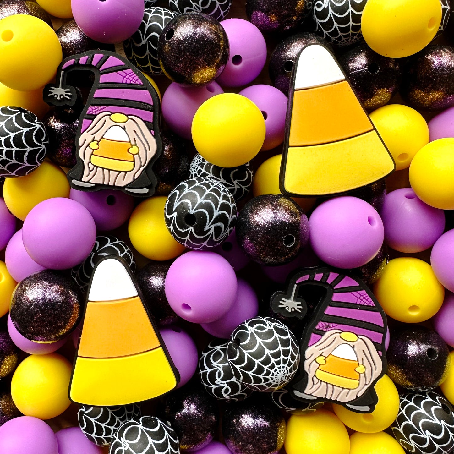 Halloween Candy Corn Gnome Silicone Beads Pack