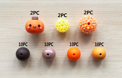 46Pcs Assorted Fall Pumpkin Beads Pack