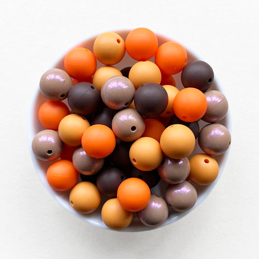 15mm Assorted Fall Orange Silicone Beads Mix