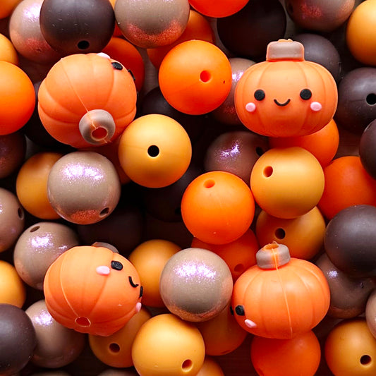 Assorted Pumpkin Silicone Beads Pack