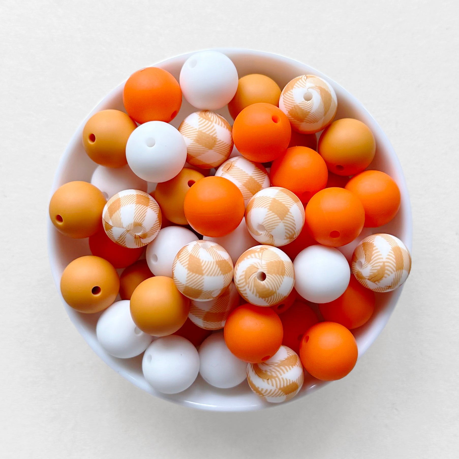 15mm Assorted Orange Plaid Silicone Beads Mix