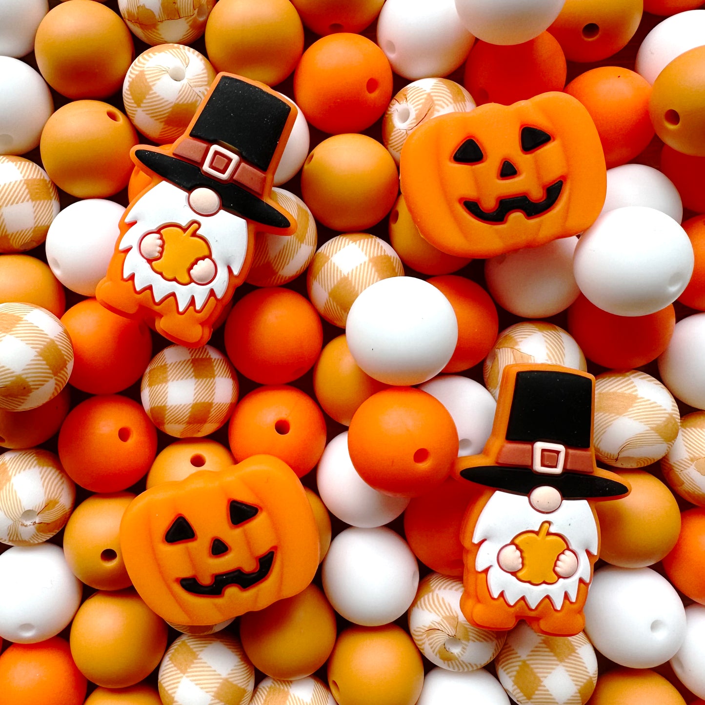 Assorted Fall Pumpkin Gnome Silicone Beads Bulk