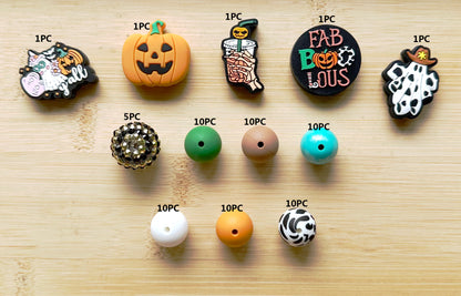 70Pcs Assorted Western Halloween Silicone Beads