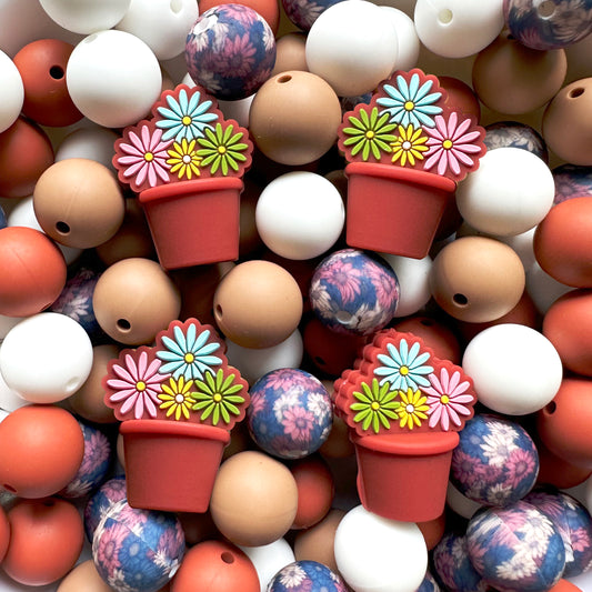 24/48Pcs Autumn Flower Beads Assorted Beads Pack