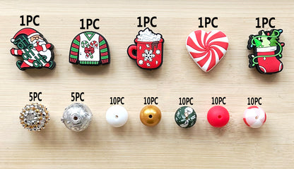 65Pcs Assorted Christmas Beads In Bulk