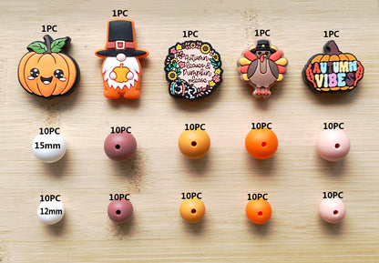 105Pcs Fall Thanksgiving Assorted Silicone Beads